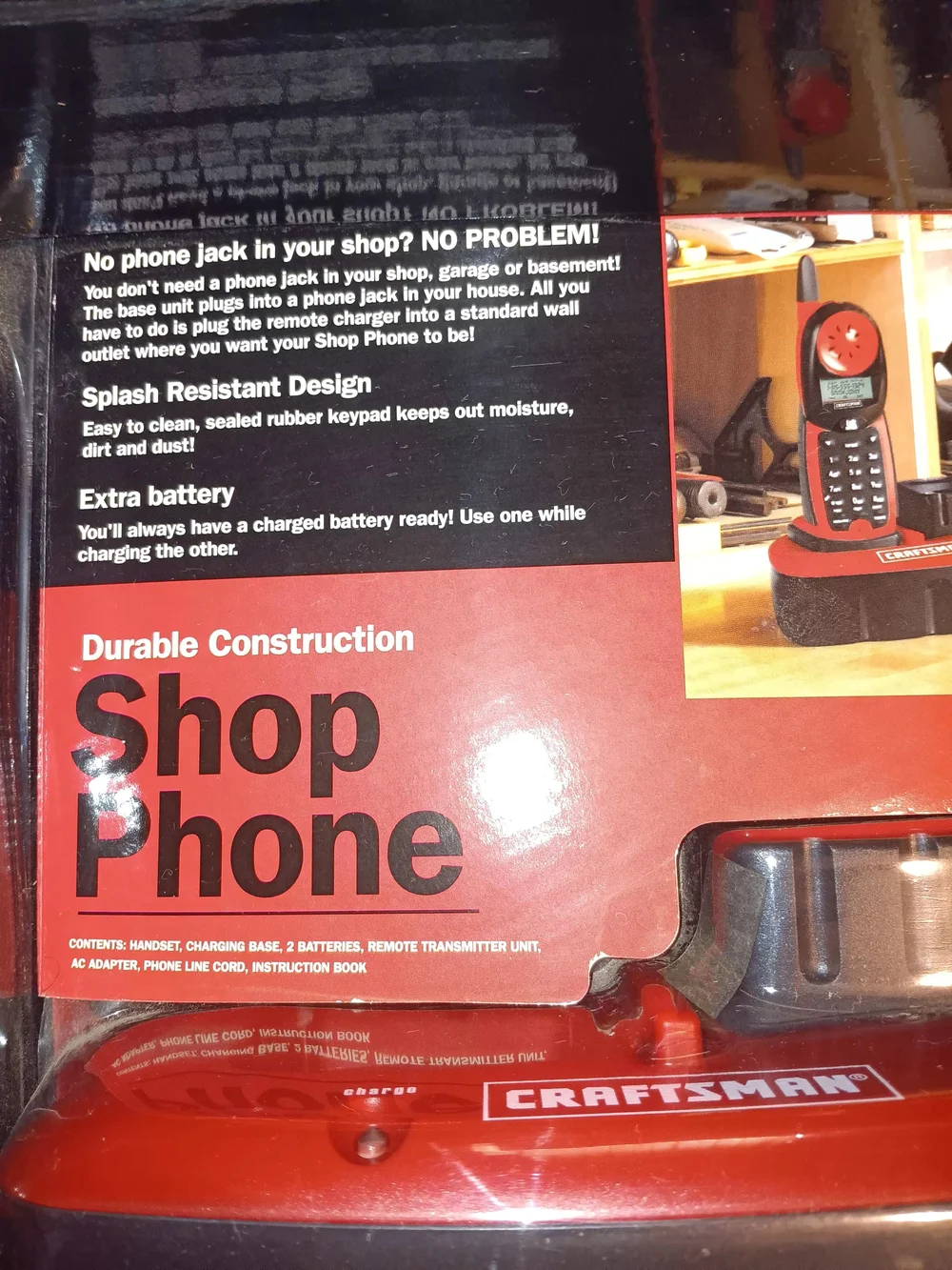 Craftsman Red and Black Shop Phone with Cordless Handset